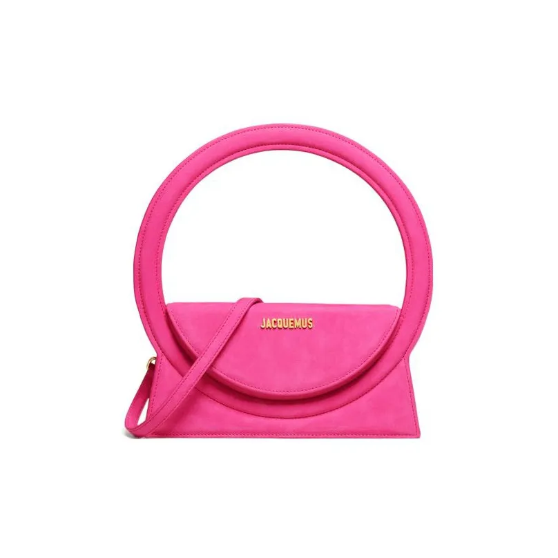 Jacquemus Le Sac Rond Cow Leather Shoulder Bag, Crossbody Bag, Handbag Women's Dark Pink