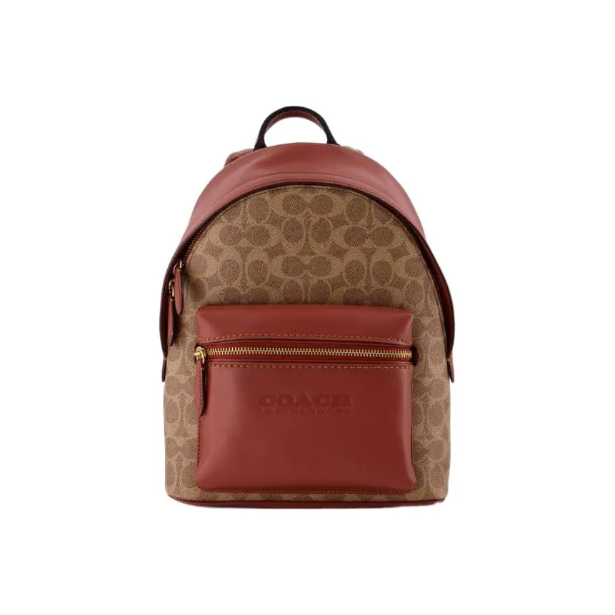 COACH Charter Signature Coated Canvas And Refined Calfskin Backpack Men's Brown