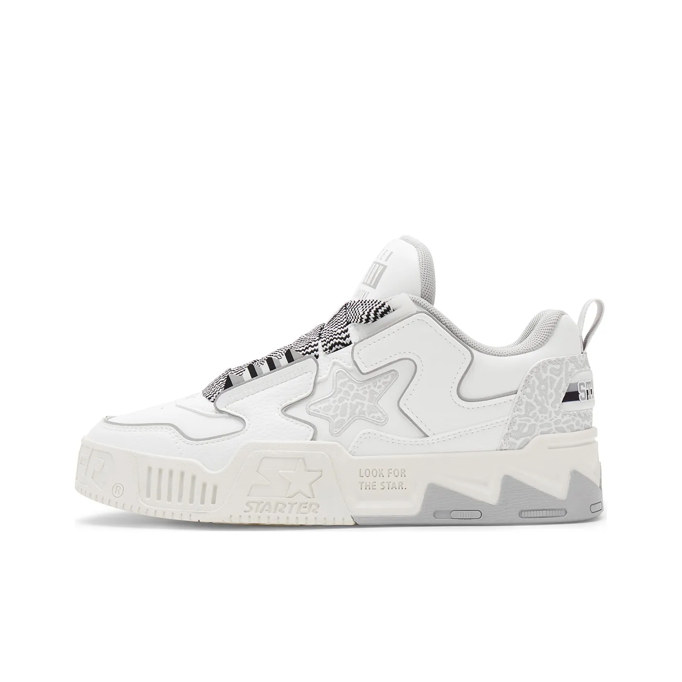 STARTER Vol Slip Resistant Impact Resistant Wear Resistant Height Increasing Low Top Skateboard Shoes Men's White Gray