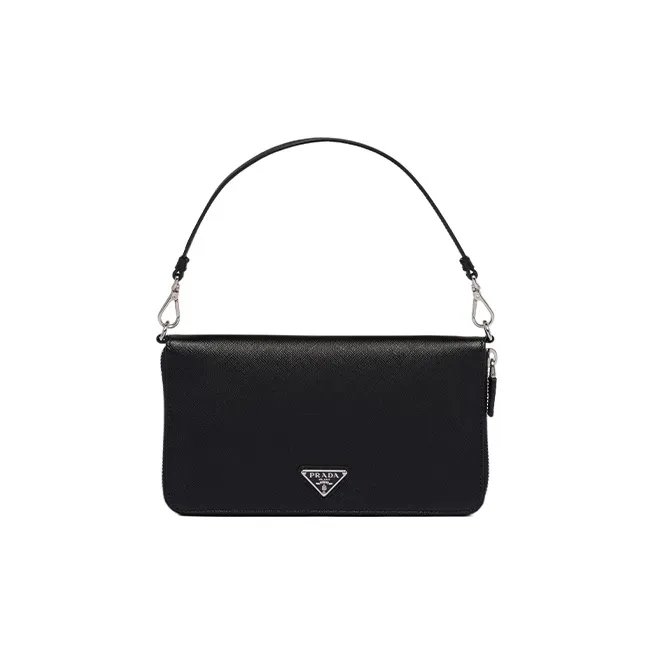 PRADA Saffiano Leather Handbag Wallet Men's Black