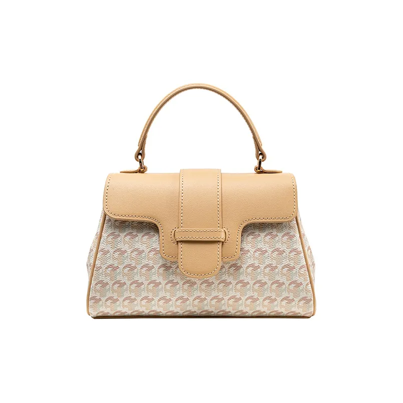 VANESSA HOGAN Монограмма Коровья кожа Сумка через плечо Сумка Средний Женские Молочно-чайный