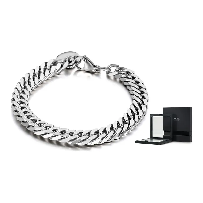 AKAK Титановая сталь Браслеты Панк CUBAN BRACELET Унисекс