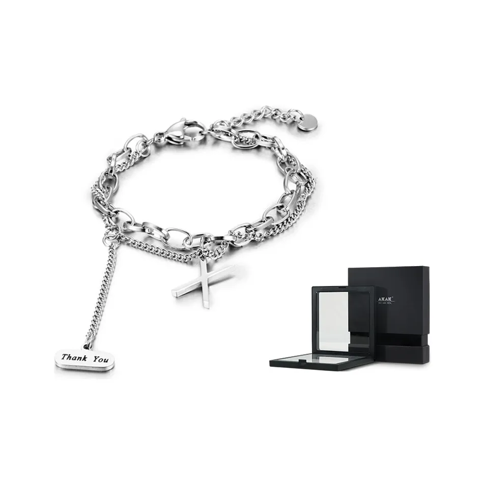 AKAK Титановая сталь Браслеты X Письмо Двойное Отделение BRACELET Унисекс