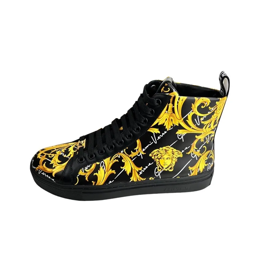FANSIZHE Barocco High Top Stylish Skateboarding Shoes Men's Black Gold