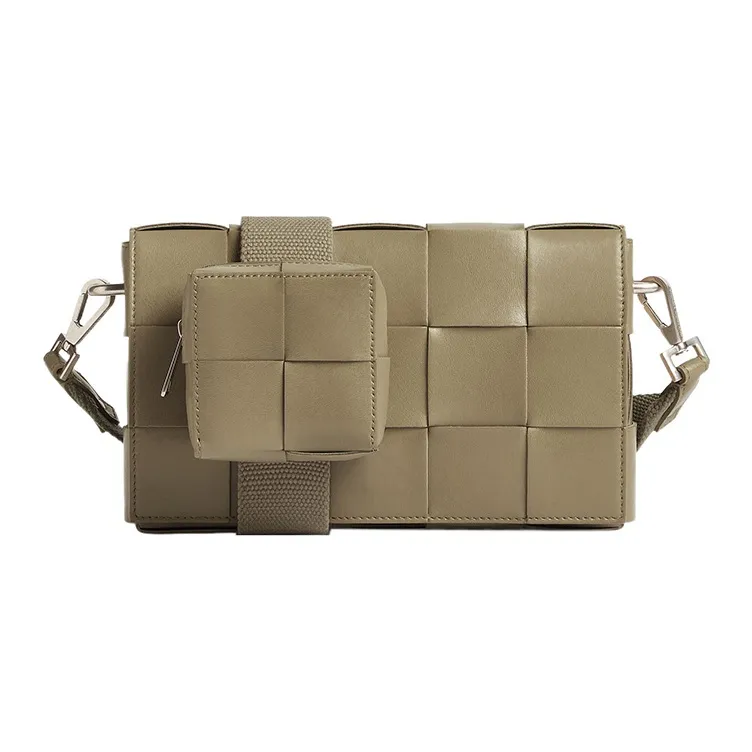 Bottega Veneta CASSETTE Woven Sheepskin Multifunction Tactical Bag Shoulder Bag, Crossbody Bag Medium Size Men's Taupe