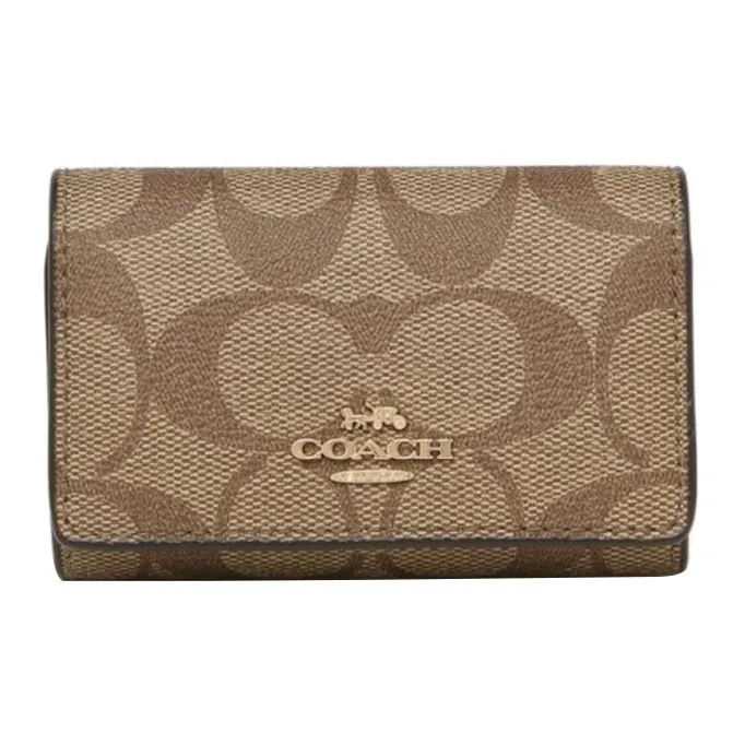 COACH Canvas With Leather Coin Purse Key Pouch Women's Brown