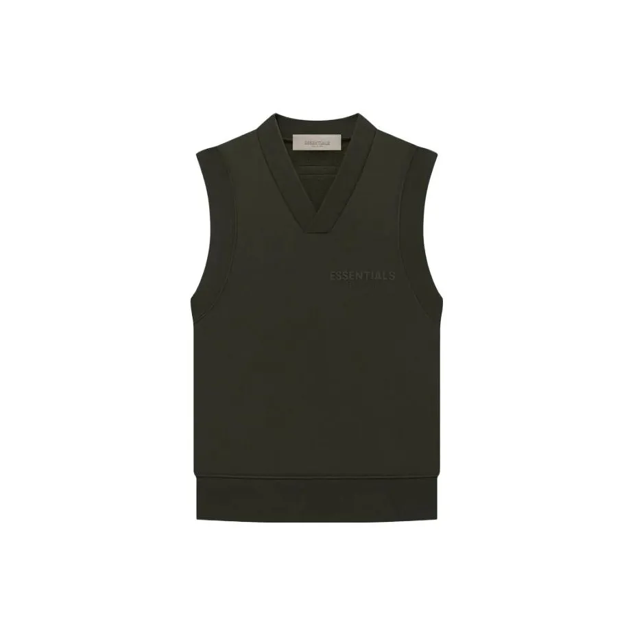 Fear Of God Essentials SS23 Women'ss Pullover V Neck Vest Off Black Sport Vests Women's Light Black