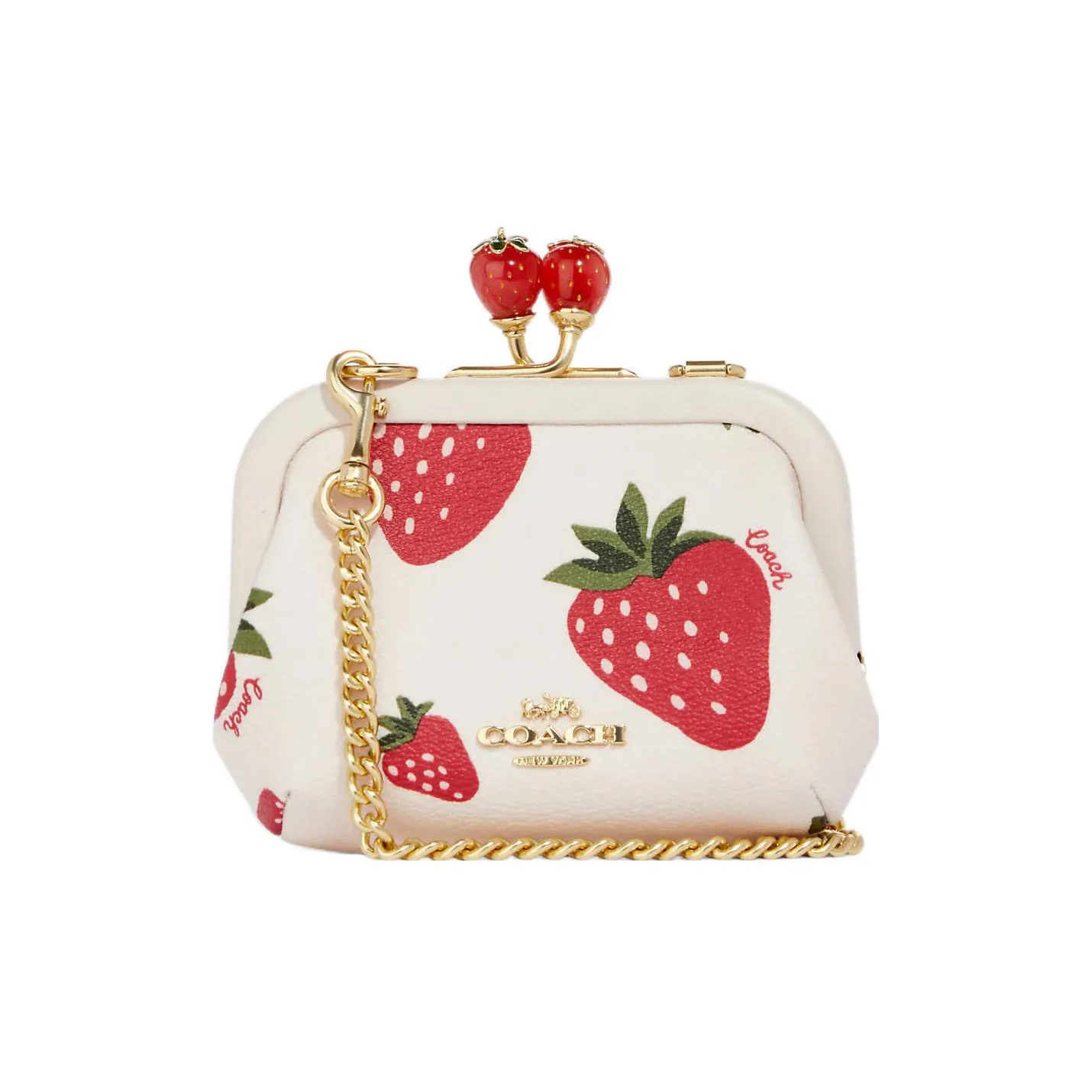 COACH Card Case Кожа Кошелек Картхолдер Женский Белый и Красный