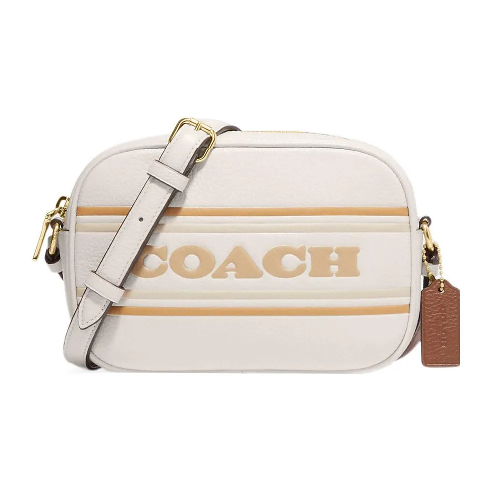 COACH Jamie Зернистая кожа личи кожа сумка Camera сумка через плечо мини женская белая