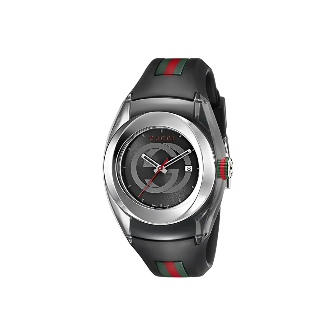 GUCCI Кварцевые часы резиновый ремешок 36 мм черный циферблат унисекс