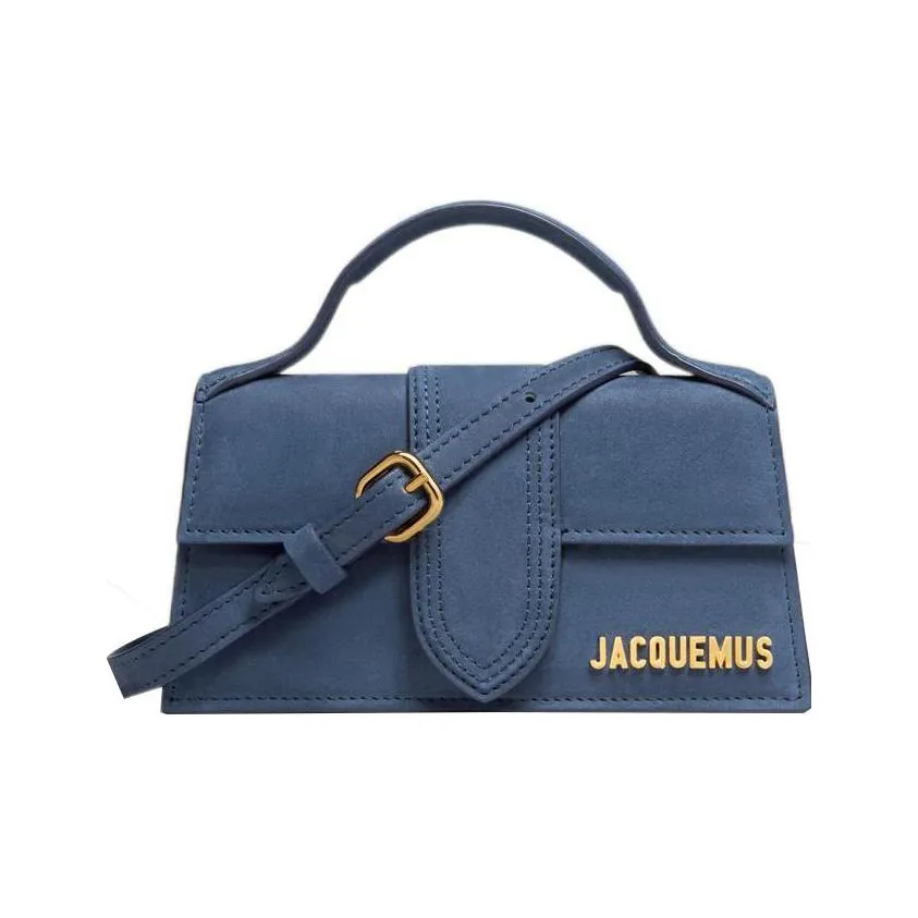 Jacquemus Le Bambino Cow Leather Crossbody One Shoulder HandBags locks Small Size Women's Marine Blue