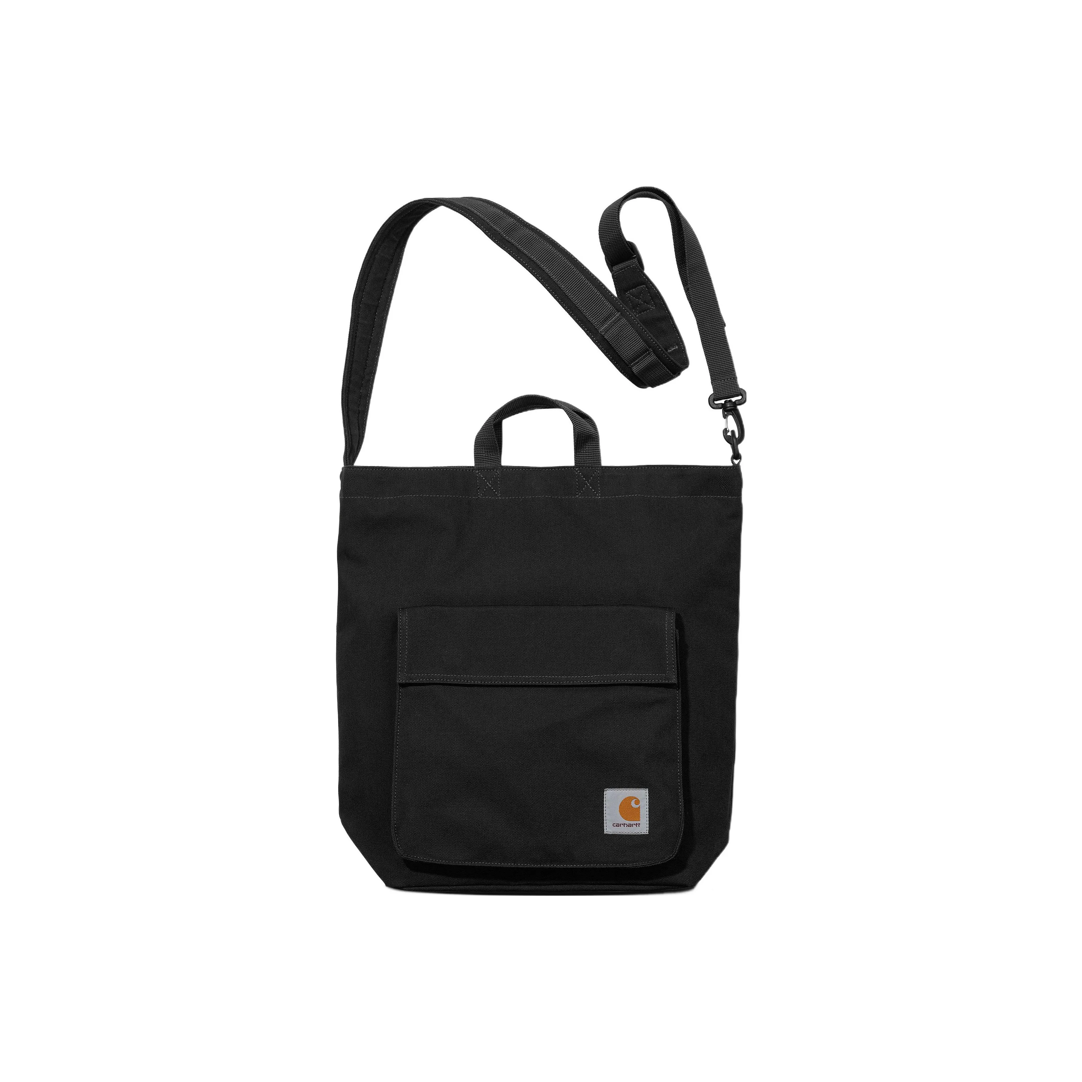 Carhartt WIP Cotton Canvas Tote Bag, Shopping Bag, Canvas Bag, Shoulder Bag, Crossbody Bag, print Regular Men's Black