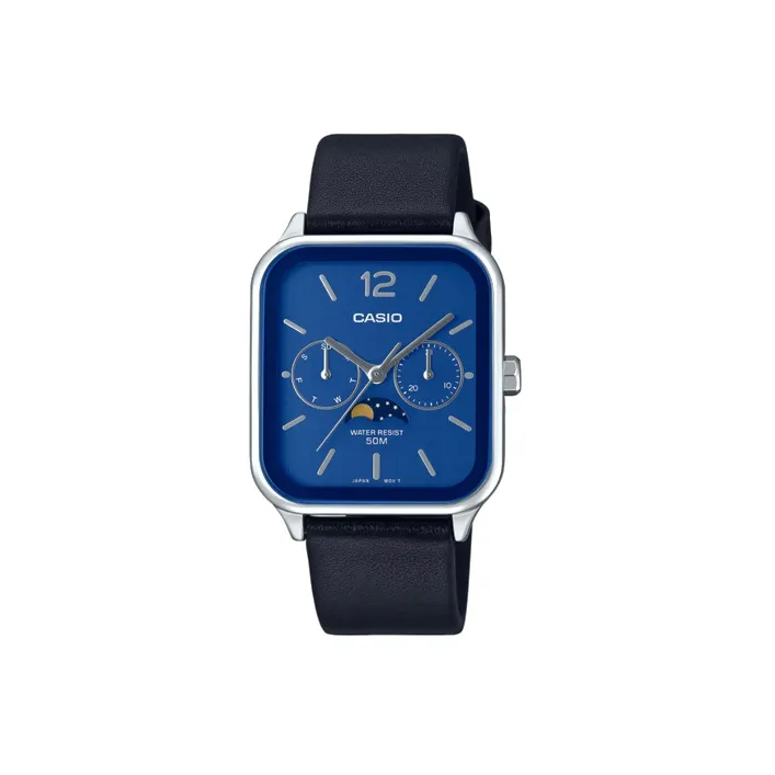 CASIO Standard Series Кварцевый механизм Естественная кожа Ремешок Часы Мужские Синий циферблат