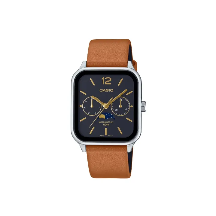 CASIO Standard Series Кварцевый механизм Естественная кожа Ремешок Часы Мужские Черный циферблат