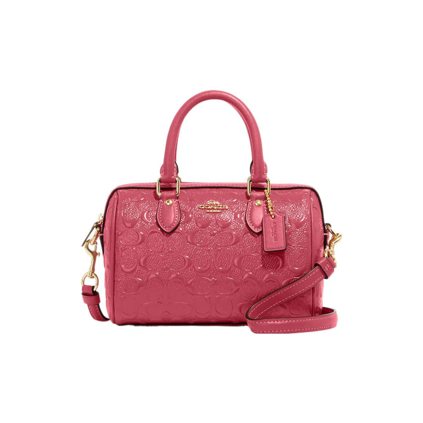 COACH Patent Leather With Smooth Leather Handbag, Shoulder Bag, Crossbody Bag Mini Women's Pink
