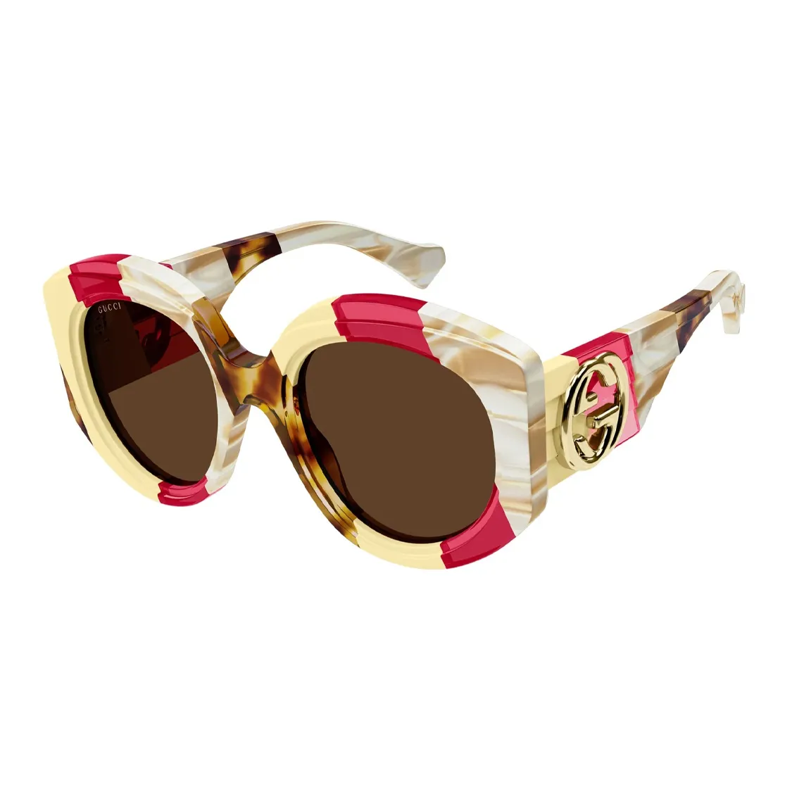 GUCCI Eyewear Round frame Striped Sunglasses