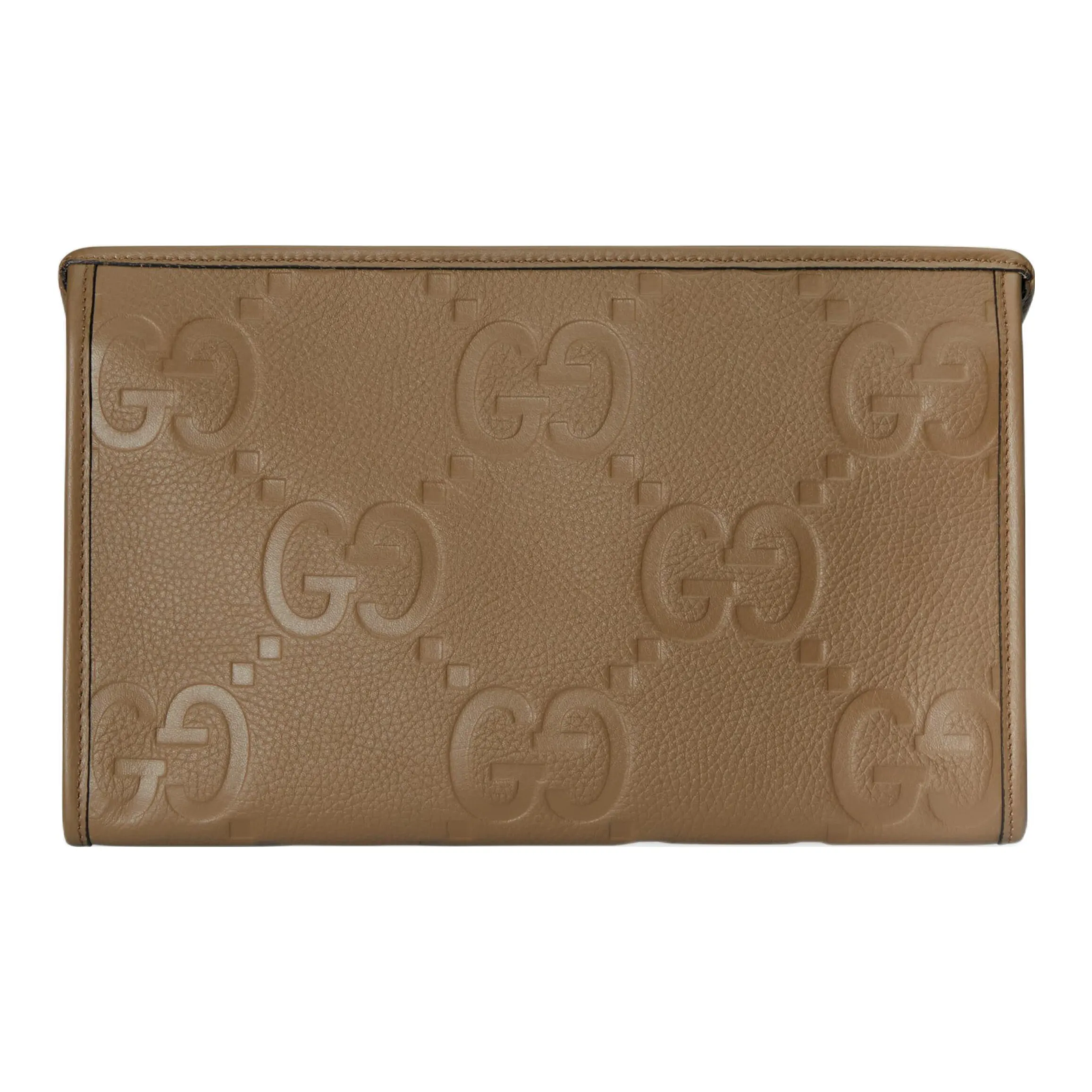 GUCCI Leather Clutch Men's Taupe