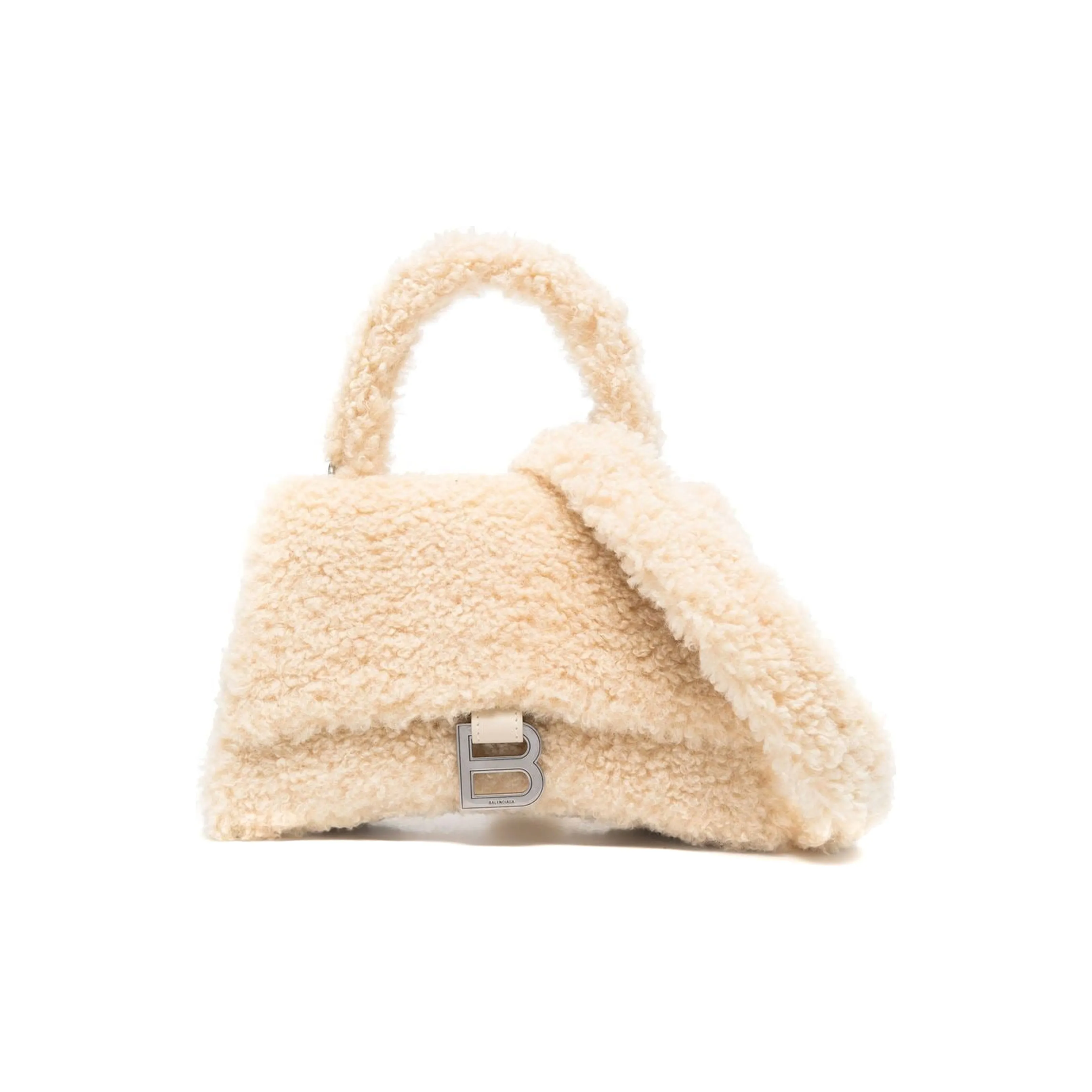 Balenciaga Hourglass Calfskin Hourglass Bag, Shoulder Bag, Crossbody Bag, Handbag Trumpets Women's Beige