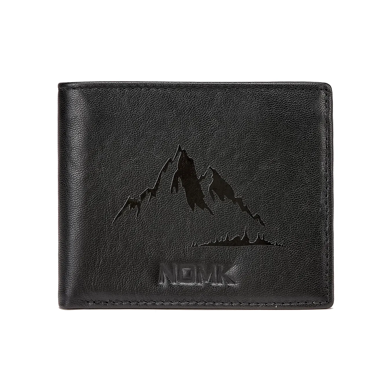 NOMK Кошелек из крупнозернистой текстуры коровьей кожи серебряное тело держатель для карт мужской черный