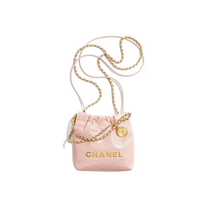 CHANEL 22Bag Bright Calfskin Bucket Bag, Shoulder Bag, Crossbody Bag Mini Women's Pink