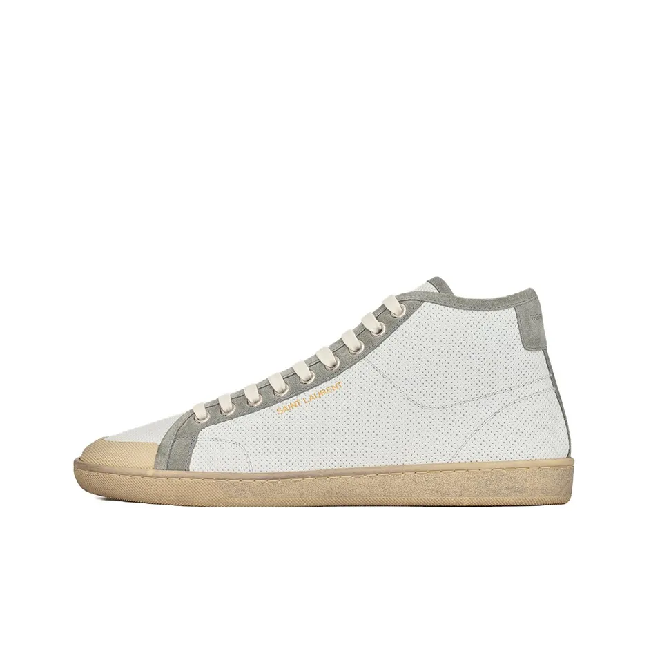SAINT LAURENT SL 39 Court Classic Стильные Скейтбординги Мужской Бело-серый Эффект Потертости