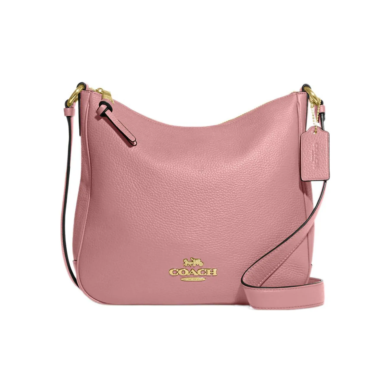COACH Ellie Pebbled Leather Document Bag, Shoulder Bag, Crossbody Bag Medium Size Women's Pink