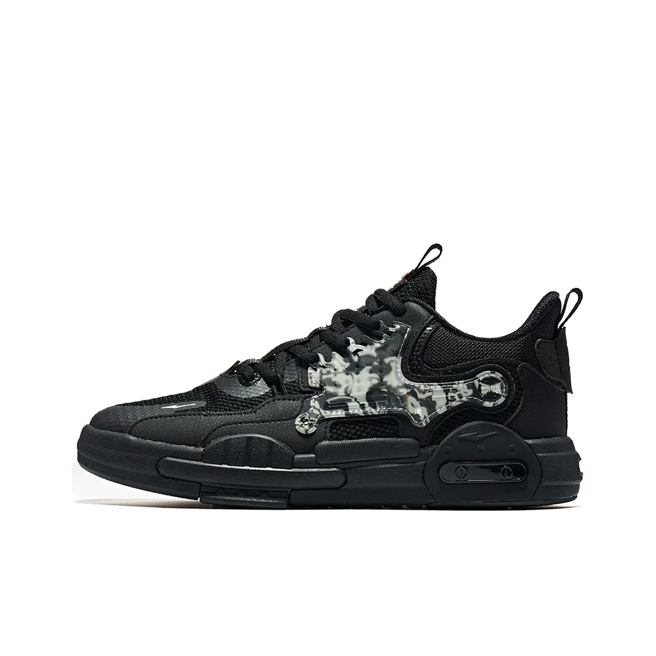 Erke Wushuang Thermal Cushioning Coverage Low Top Skateboard Shoes Men's Jet Black