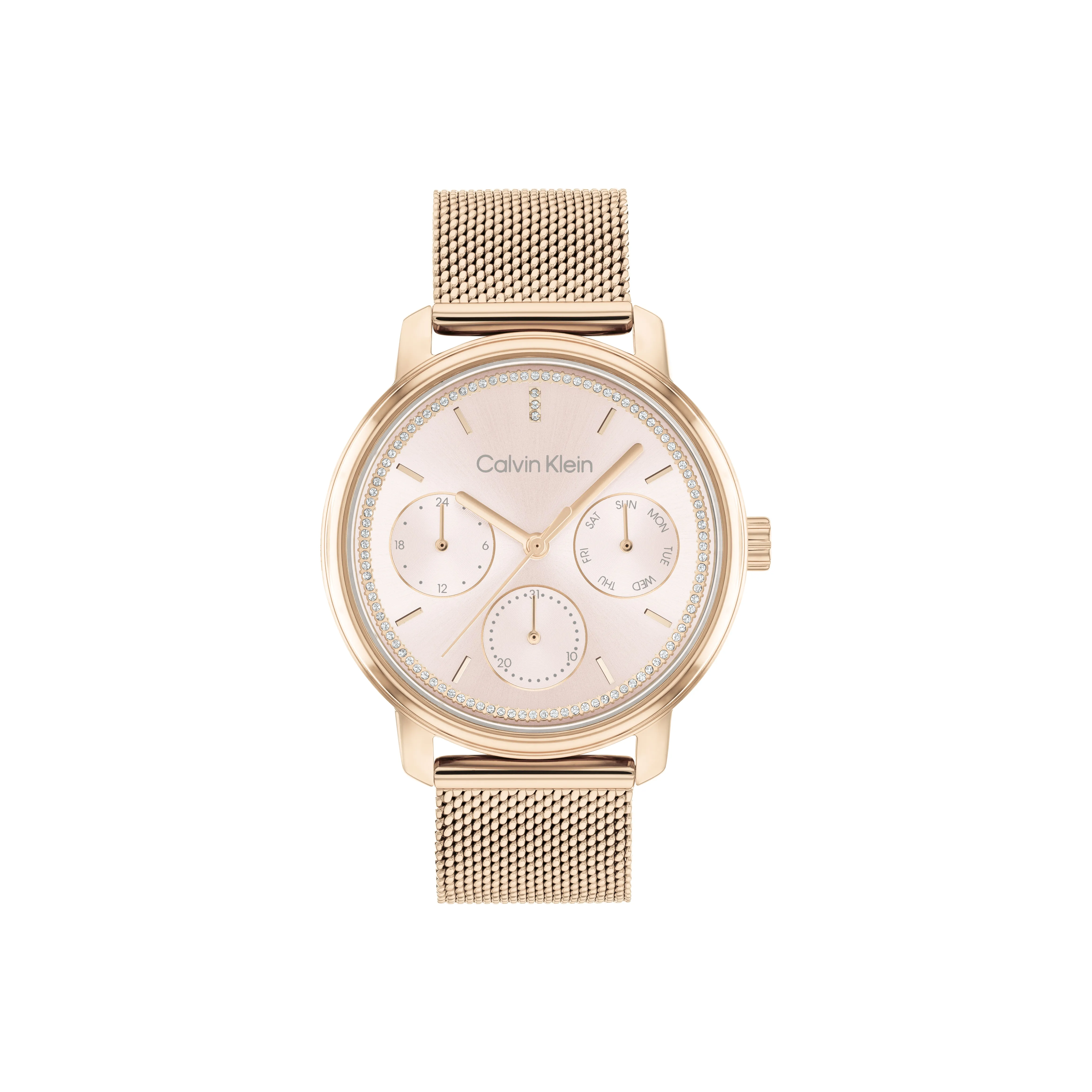 Calvin Klein Eternal Collection Женские часы Кварцевый механизм Ремешок из нержавеющей стали Золотой циферблат