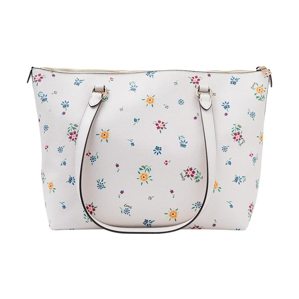 COACH Gallery Canvas With Leather Tote Bag, Shopping Bag, Handbag, Shoulder Bag Women's White