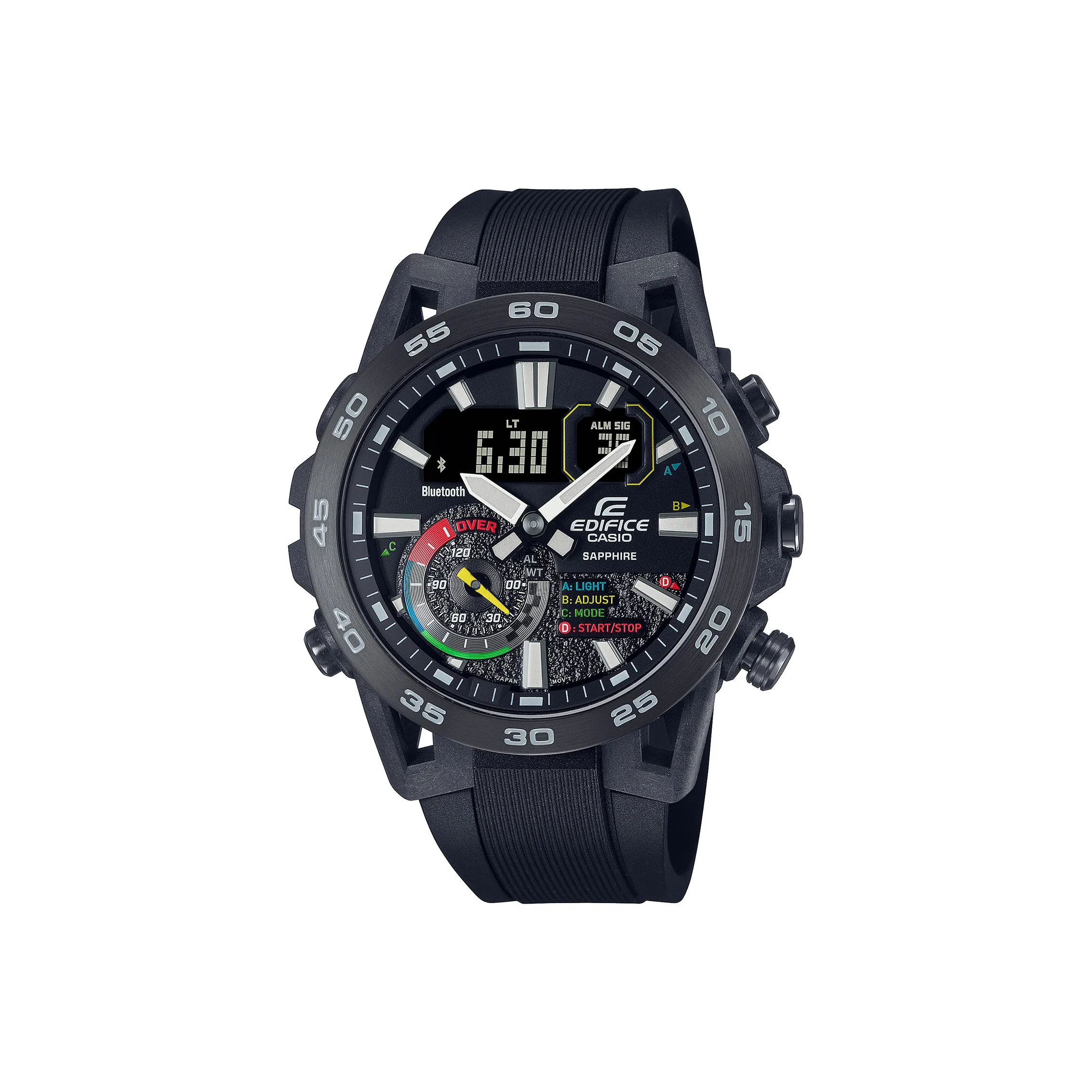 CASIO EDIFICE Кварцевый механизм Смольный ремешок Часы для мужчин Черный циферблат