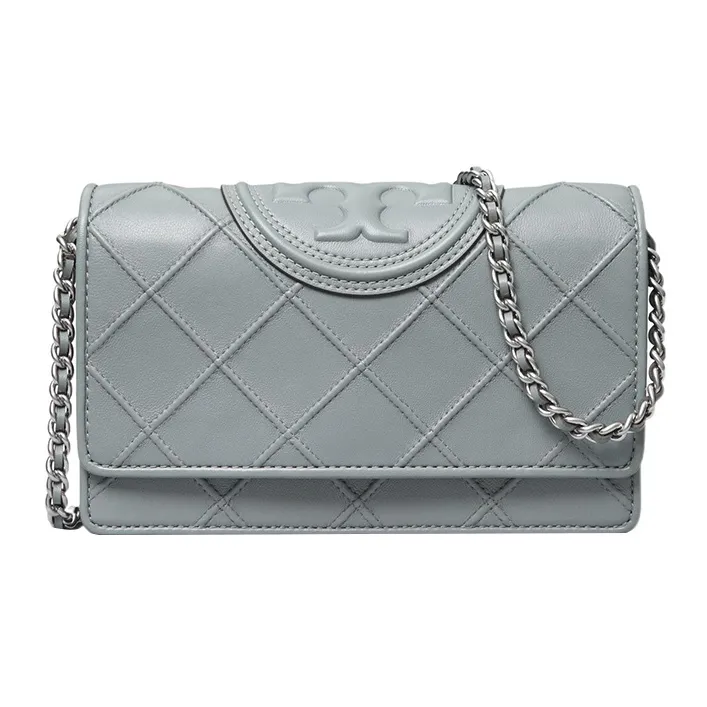 TORY BURCH Fleming кожаная сумка через плечо кошелек мини женский синий серый