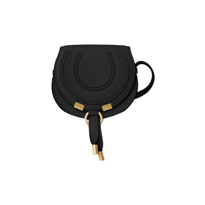Chloe Marcie Brass And Grain Calfskin Crossbody Bag, Shoulder Bag Extra Mini Women's Black