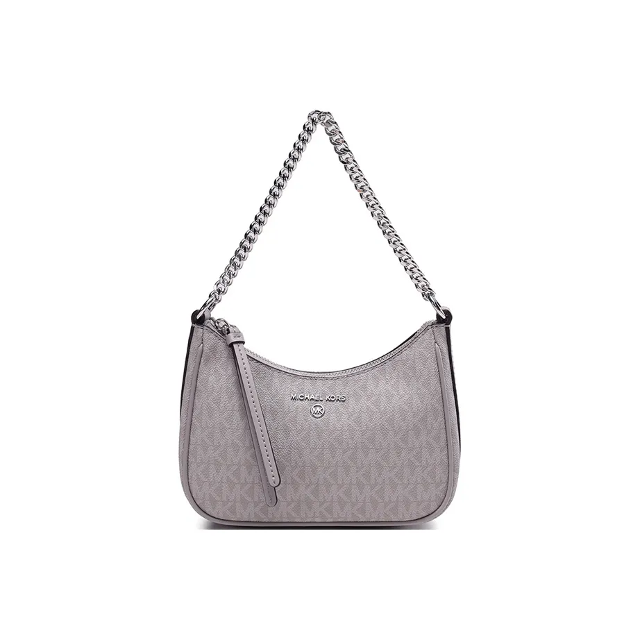 MICHAEL KORS Jet Set Charm Canvas Crescent Bag Shoulder Bag Women's Pearl Gray