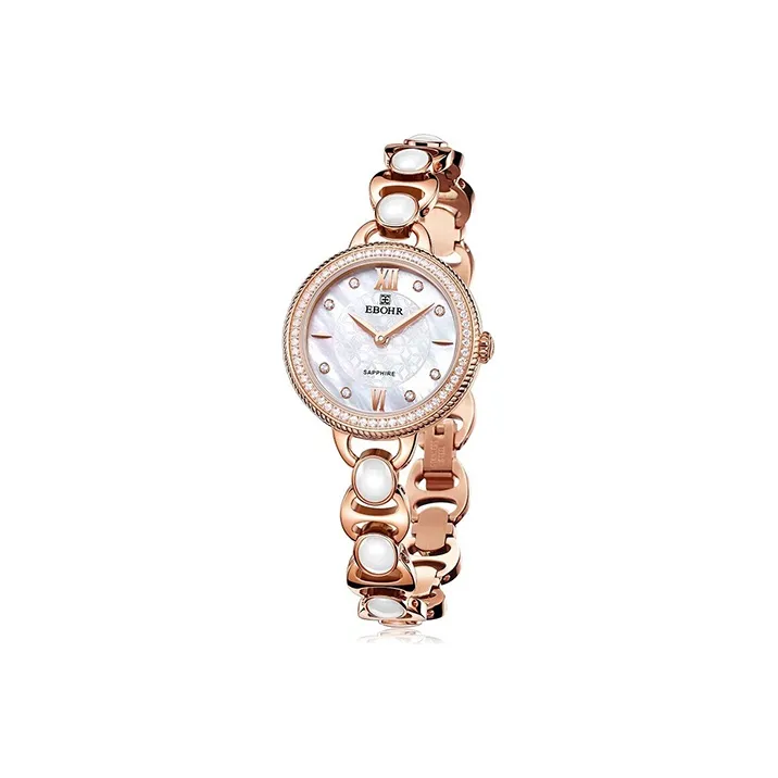 EBOHR Кварцевый механизм керамика ремешок женские часы белый циферблат