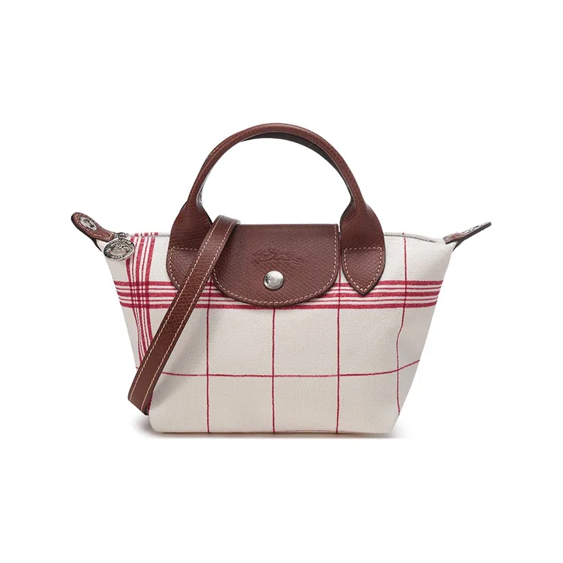 LONGCHAMP Le Pliage Torchon Cow Leather Shoulder Bag, Crossbody Bag, Handbag Extra Small Women's White