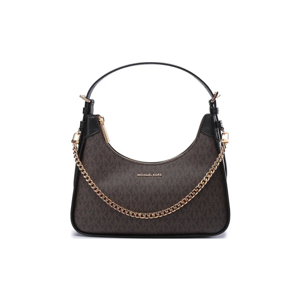 MICHAEL KORS Wilma Leather Shoulder Bag Croissant Bag Chain Crossbody Bag Regular Women's Black Brown
