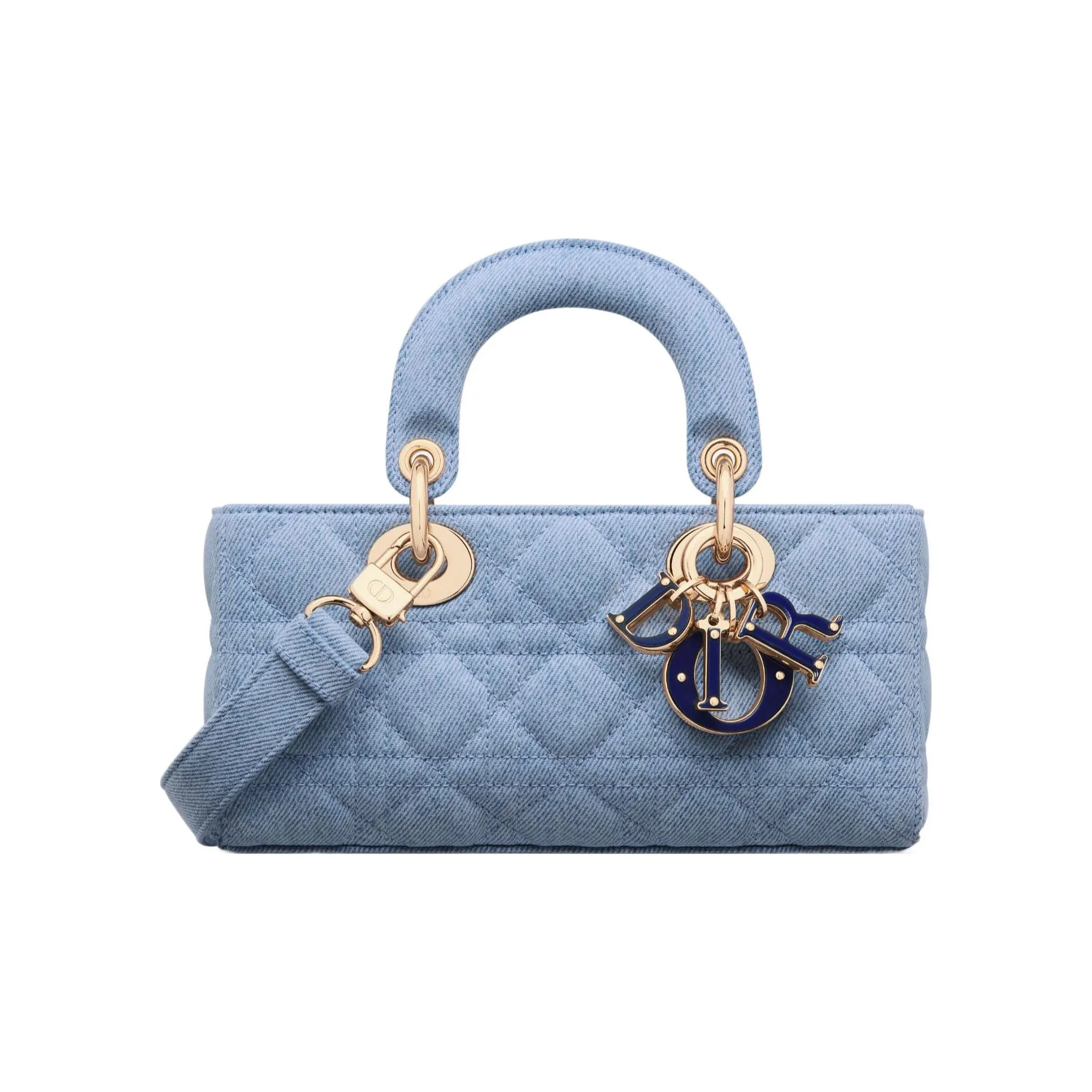DIOR Lady D JOY Denim Fabric Lady Dior Bag Shoulder Bag like Bag Handbag Small Size Women's Blue