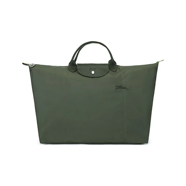 LONGCHAMP Le Pliage Green Canvas With Leather Canvas Bag Dumpling Bag Travel Bag Regular Women's Green