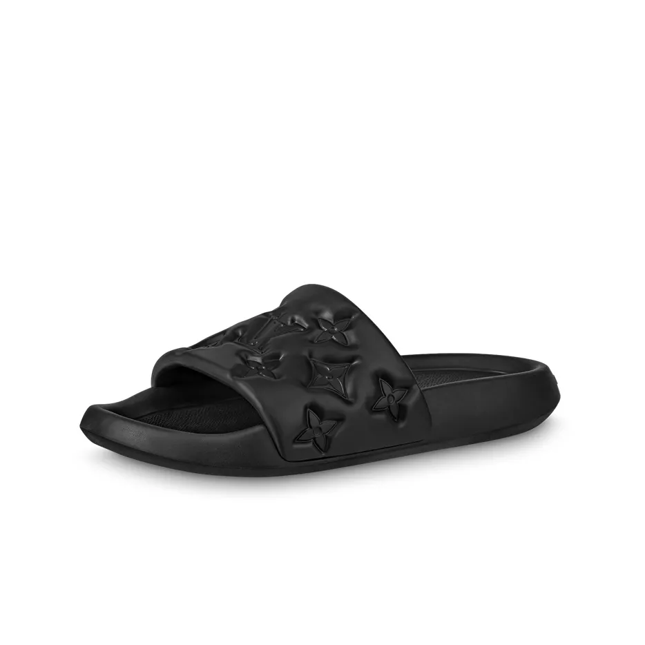 LOUIS VUITTON Waterfront Slide Slippers Men Black