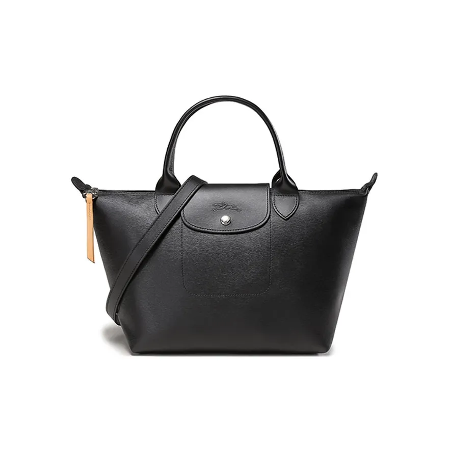 LONGCHAMP Le Pliage Коровья кожа Холст Сумка Маленькая Женская Черная