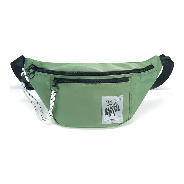 XTEP Fabric Crossbody Bags Shoulder Bags Sling Bags Regular Unisex Green/Black/Light White