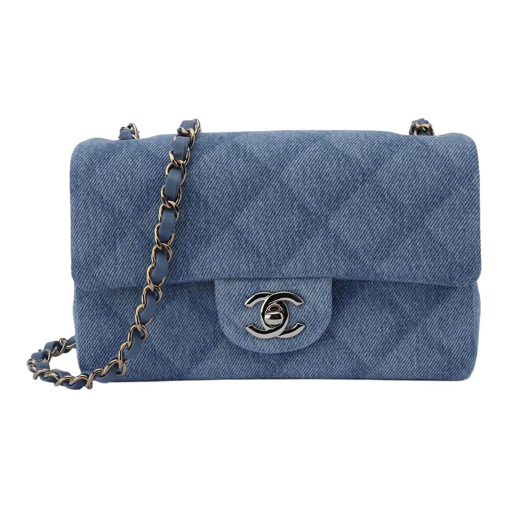 CHANEL Classic Flap CF Denim Flap Bag, Shoulder Bag, Crossbody Bag Mini Women's Light Blue