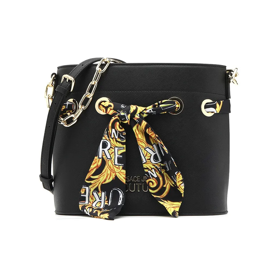 VERSACE JEANS COUTURE Polyester Bucket Bag, Shoulder Bag Women's Black