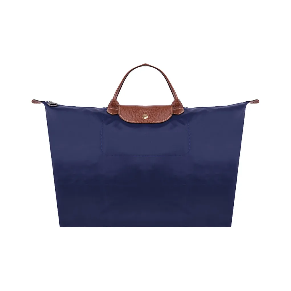 LONGCHAMP Le Pliage Canvas With Cow Leather Canvas Bag, Travel Bag, Handbag Tubas Women's Marine Blue