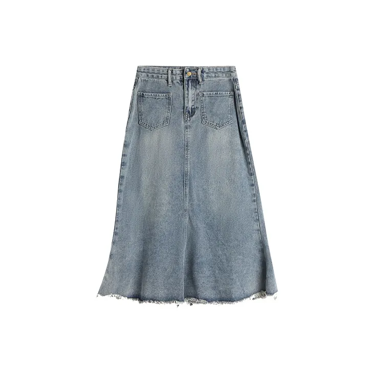 WOWI Denim Long Skirts Women's Blue