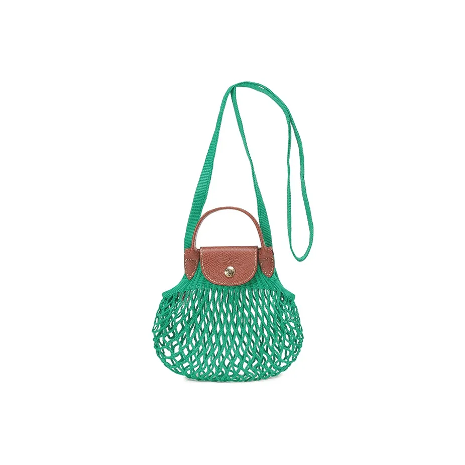 LONGCHAMP Le Pliage Хлопок с коровьей кожей комбинированная сумка сумка через плечо сумка через плечо экстра маленькая женская зеленый и коричневый