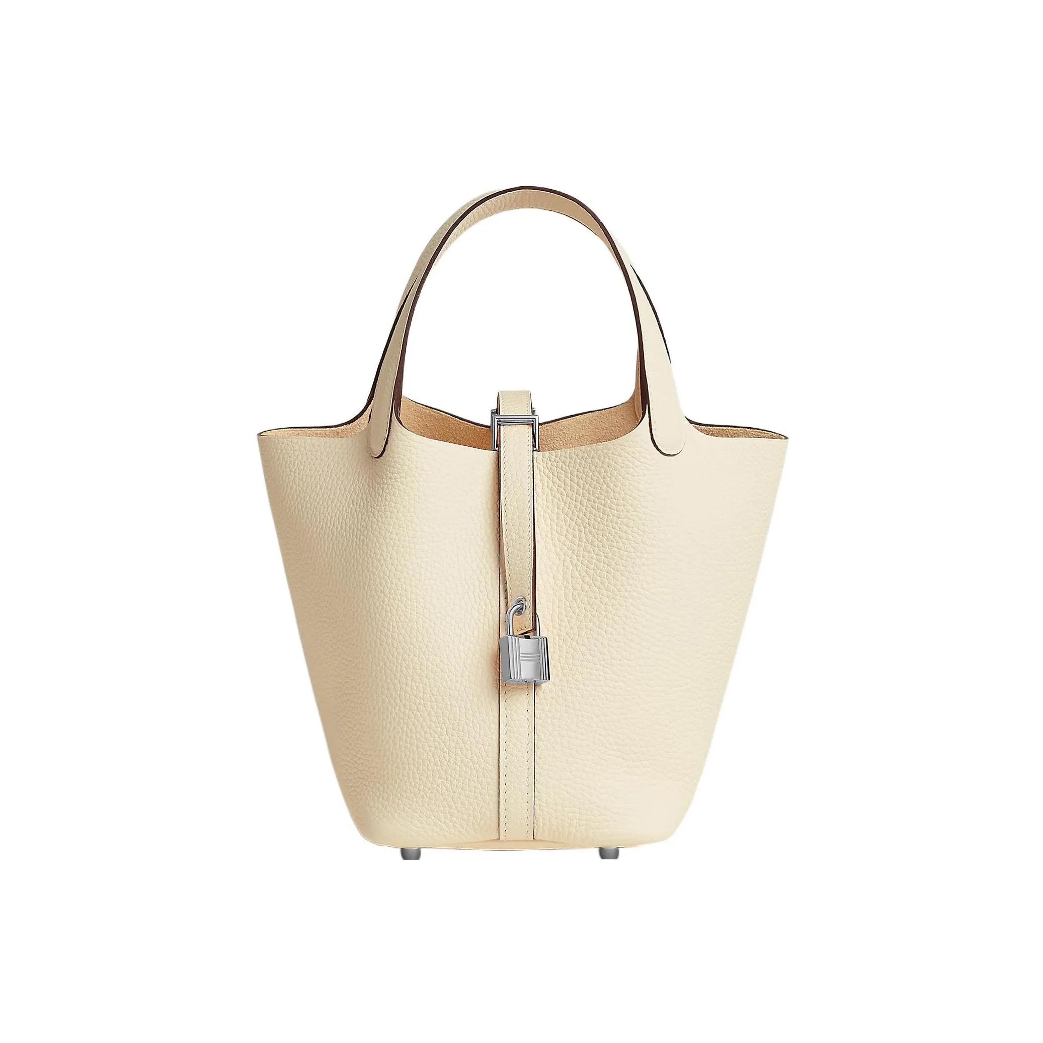 HERMES Picotin Lock Clemence Bullock Leather Basket Bag Handbag Bucket Bag 18 Women's I2 Nata Cream White