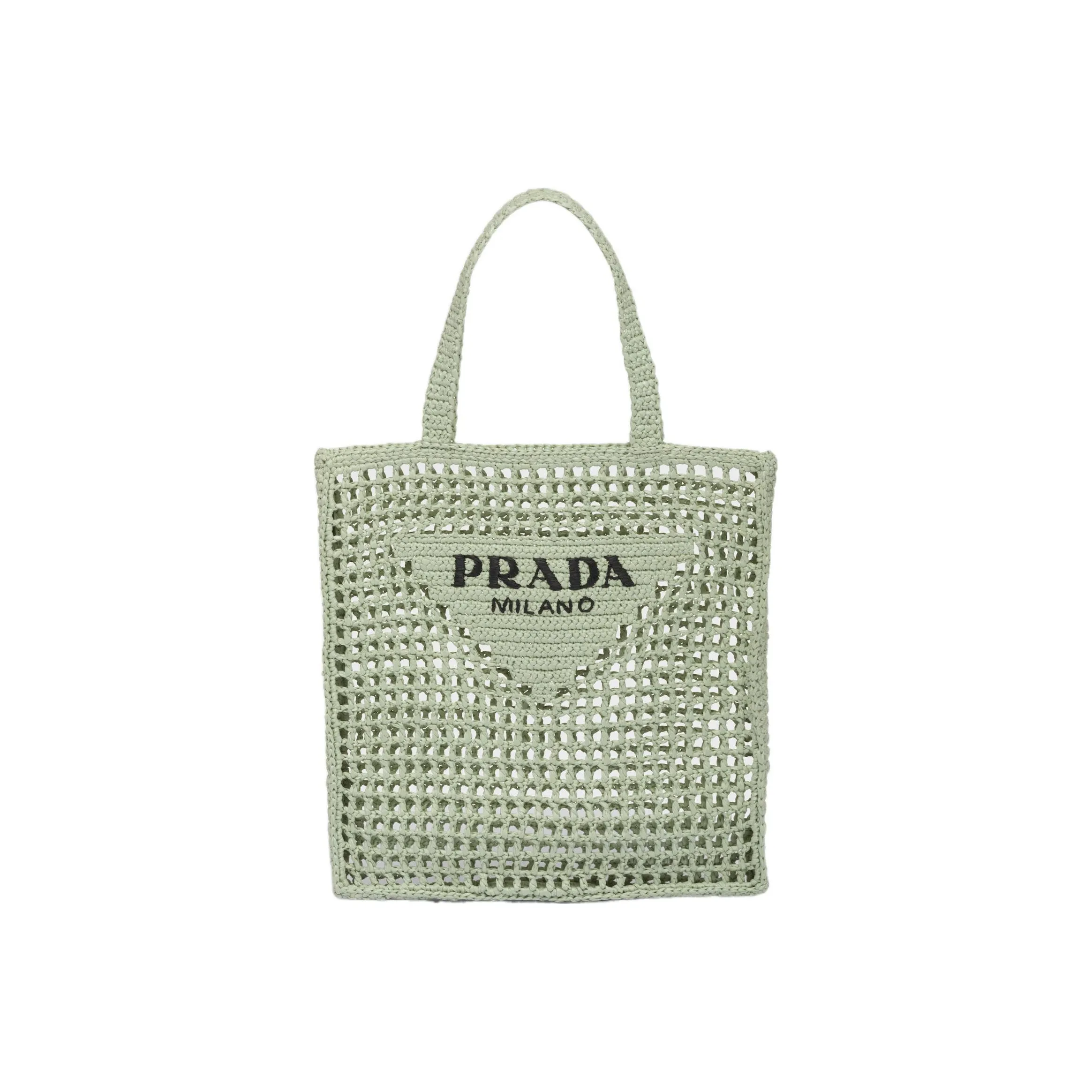 PRADA Raffia Tote Bag, Shopping Bag, Shoulder Bag, Handbag Women's Green
