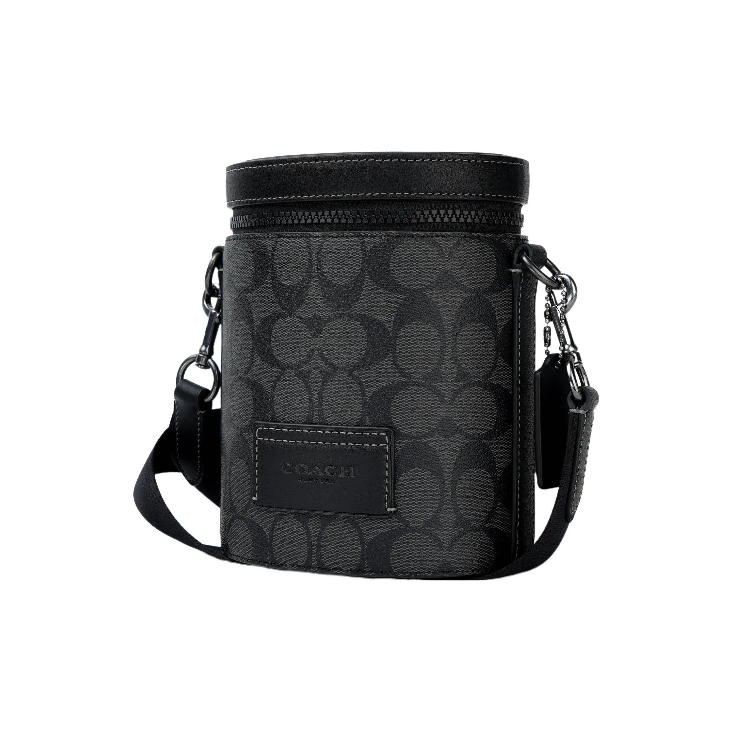 coach Handbag Barrel Cow Leather Patchwork With Artificial Leather Shoulder Bag Crossbody Bag Small Size Men's Black