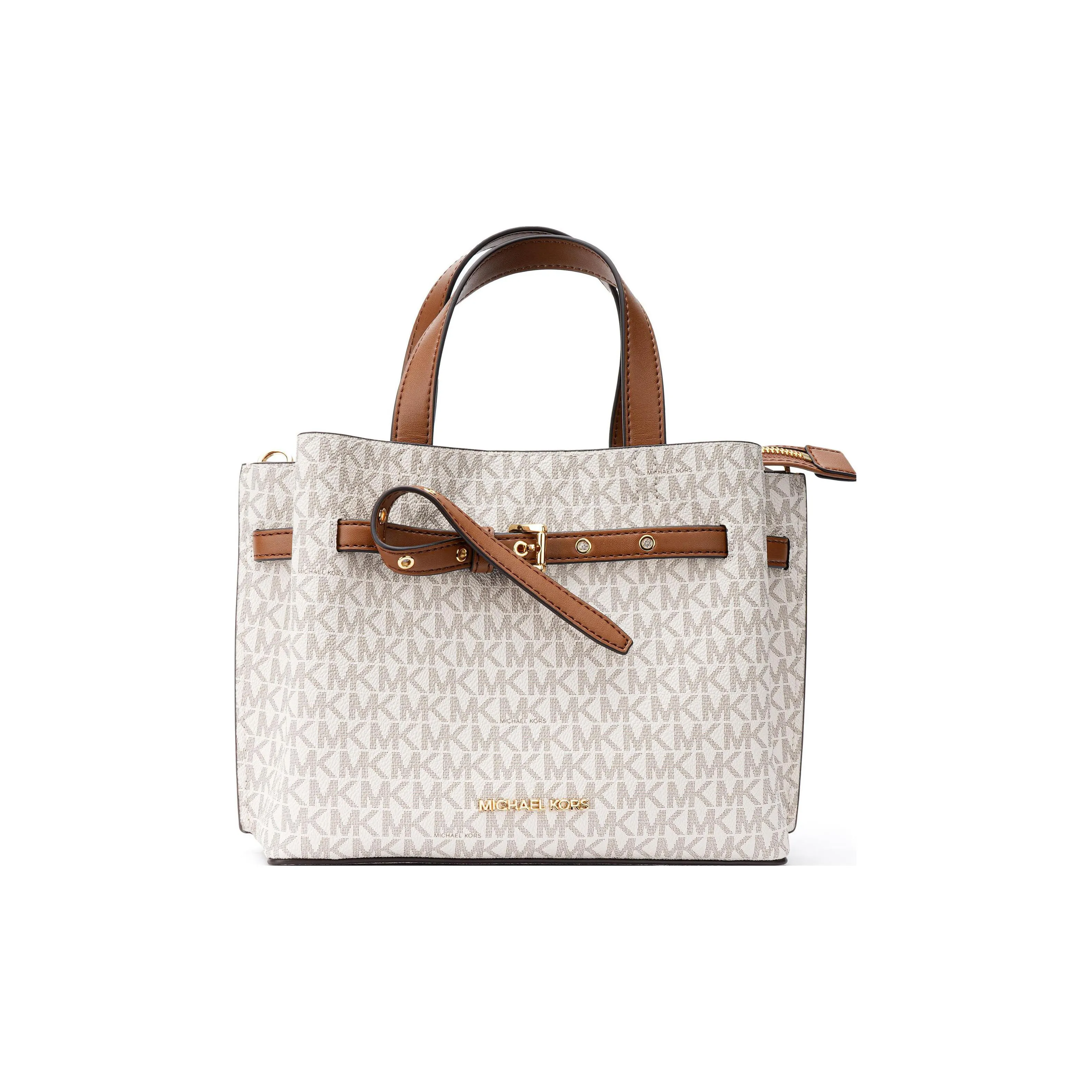 MICHAEL KORS Emilia Canvas Square Handbag, Shoulder Bag, Crossbody Bag Trumpets Women's Vanilla White